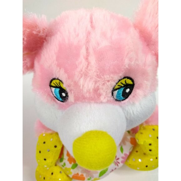 Pink Mouse Plush Stuffed Animal in Flower Dress w/ Sparkle feet, hands, ears 11" - Picture 5 of 11